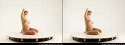 Nude Woman White Sitting poses - ALL Pregnant long brown Sitting poses - simple 3D Stereoscopic poses Pinup